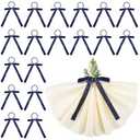 Acellegic 18 Set Christmas Napkin Rings 6in Velvet Bow Napkin Holders for Table Settings Festive Gift Serviette Holder Rings Bow for Christmas Birthday Party Anniversary Table Decorations (Navy Blue)