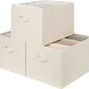 StorageWorks Closet Organizers and Storage Bins, Shelf Baskets for Clothes Storage, Fabric Storage Bins for Organization, Beige(NaturWeave Fabric), 3-Pack, Extra Large (Beige(Cotton-linen))