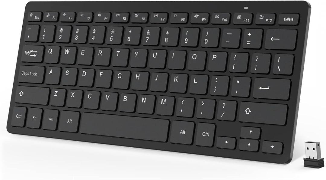 OMOTON Wireless Keyboard - 2.4G USB, Compact and Quiet, Slim Wireless for Laptop Tablet Computer Desktop and PC (Black)