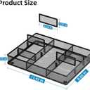 Marbrasse 2Pack Desk Drawer Organizer, Metal Mesh Drawer Organizer Tray with 5 Adjustable Compartments,Desk Organizers and Accessories for Home,Office,Kitchen,Makeup,Vanity (Black)