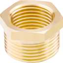 AOPANDA Brass Hex Bushing Reducer, 1 NPT Male X 3/4 NPT Female, Brass Pipe Fittings Threaded Reducer 1PCS