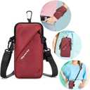 Cell Phone Holder, Small Crossbody Shoulder Holsters Bag with Arm Band, Fits iPhone and Android, Use for Running, Walking, Hiking & Biking (6.7 Inches, Red)