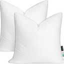 Lewondr 18x18 inch Pillow Insert Set of 2, Down and Feather Throw Pillow Inserts Premium Soft Fluffy with Piping Edge, 100% Down-Proof Square Pillow Insert for Living Room Sofa Couch Bed, White