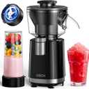 QIBOX Snow Cone Machine & Smoothie Blender 2 in 1, 700W Powerful Shaved Ice Machine Slushine Machine, Healthy Frozen Drink Maker with Stainless Steel Blade & Smoothie Recipe, for Home Kitchen Party (Black)