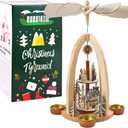 14Inch Wooden Christmas Pyramid with 4 Candle Holders-Nativity Scene Set for Christmas Tabletop Decor (Number Two)