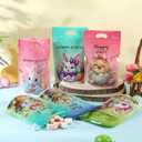 Honeydak 100 Pcs Happy Easter Sealing Treat Bags, 8.9 x 6.1 Inch Easter Sealed Pouch with Handle Resealable Rabbit Eggs Plastic Bags for Holiday Party Candy Gift Wrapping Supplies Decor