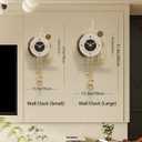 HEBOIX Modern Wall Clock for Living Room,Large Gold Decorative Wall Clock with Light,Creative Silent Clock Battery Operated for Kitchen/Entryway/Bedroom/Office/Dinning Room Metal Wall Decor, 13"Lx27"W