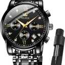 OLEVS Mens Watches Waterproof Stainless Steel Adjustable Bracelet Watch Quartz Analog Watch for Men Fashion Business Classic Mens's Wrist watch's Casual Watches Gold/Blue/Black/White/Face/Dial