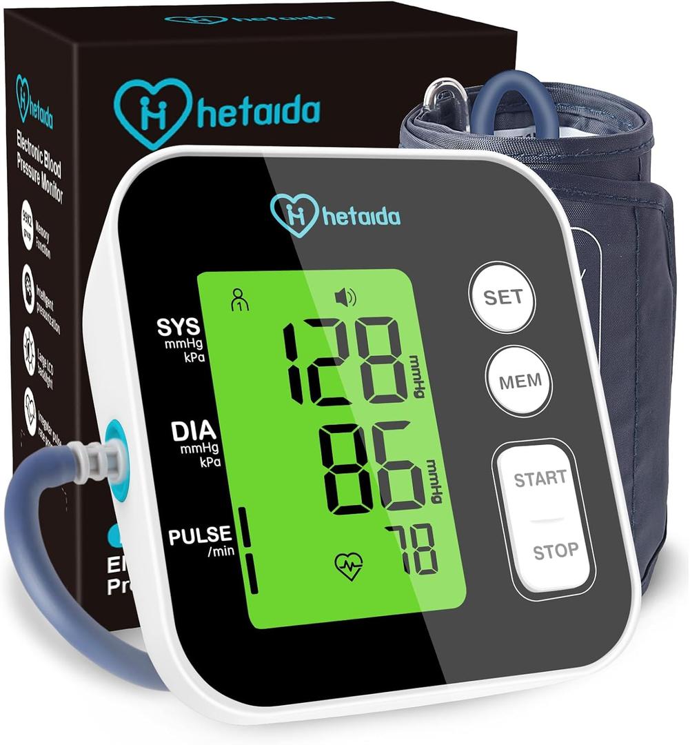 Blood Pressure Monitor, Upper Arm Blood Pressure Machine for Home Use, Digital Talking BP Monitor with 2x99 Readings Memory Adjustable Cuff 8.7"-16.5" Large LCD Backlit Display