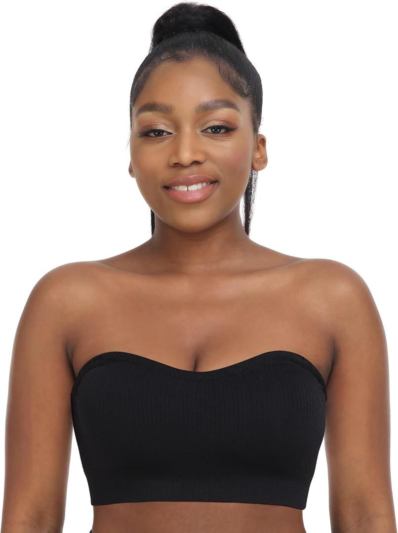Zimcti Strapless Bras for Women Comfortable Non-Slip Silicone Bandeau Bra Seamless Tube to Bralette (XX-Large, Black)