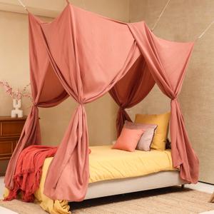 Pink Bed Canopy for Single Bed | Bedroom Decoration for Children, Teens or Adults | Rectangular Shape Insect Netting | Kids Mosquito Net in Multiple Colors and Sizes