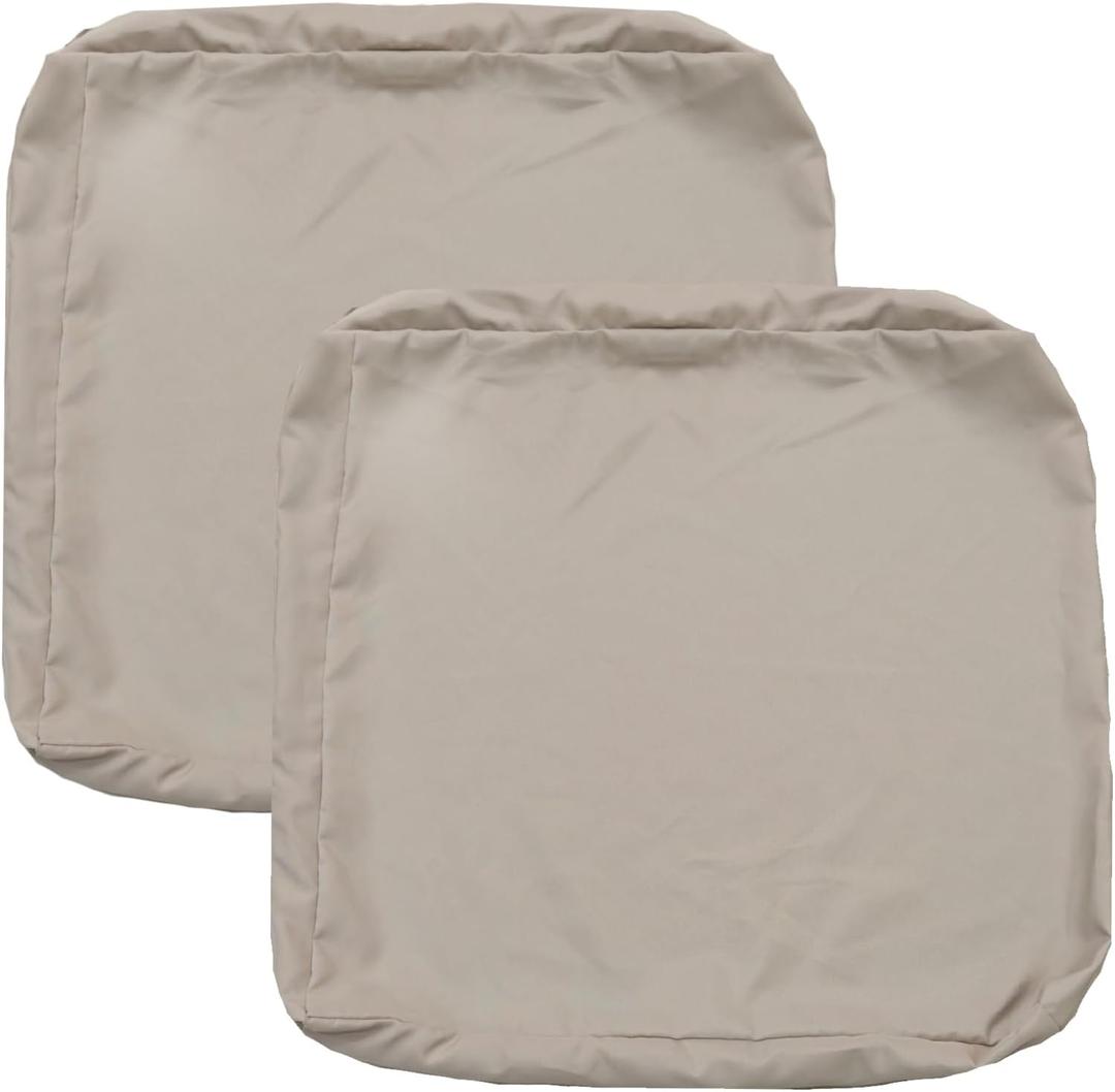 FLYMEI Patio Cushion Covers 22x22x3 Waterproof Outdoor Cushion Cover Replacement 2Packs Outdoor Seat Cushion Slipcover for Rattan Chair Sofa, Beige