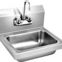 PETSITE Stainless Steel Hand Wash Sink with Faucet, Commercial Wall Mount Sink for Home Kitchen 17 x 15 Inches