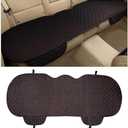 KVAEY Linen Back Car Seat Cover, Anti-Slip Long Bottom Rear Seat Cover Protector with Storage Pockets, Breathable Linen Rear Bench Seat Protector Cushion Pad for Most Vehicles (Black & Red, Back)