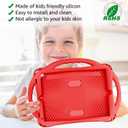 TopEsct Kids Case for iPad 10.2 inch - Shockproof Silicone Cover with Tempered Glass Screen Protector and Strap - Compatible with iPad 9th/8th/7th Gen (2021)"(Red)