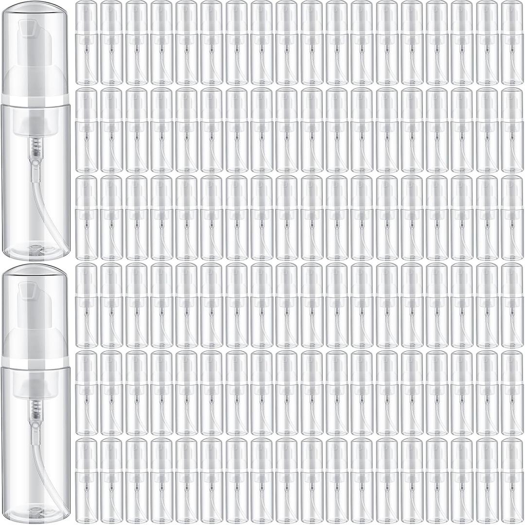 Dandat 120 Pcs Empty Foam Pump Bottles Bulk 2oz/60ml Mini Plastic Refillable Soap Dispenser Bottles for Shampoo Lotion Lash Cleanser Foaming Travel Cleaning Cosmetic