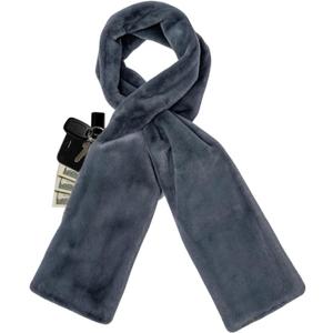 Faux Fur Scarf With Hidden Zipper Pocket, Soft Cozy Warm Pocket Scarf for Hands-Free Storage Phone