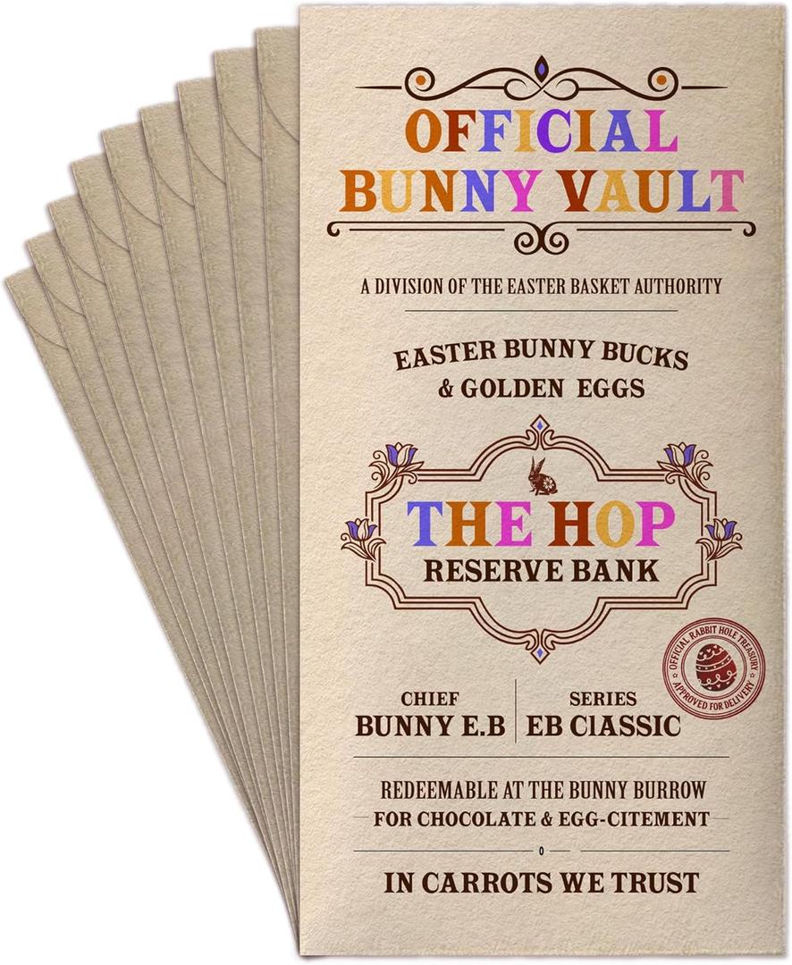 Easter Cards with Envelopes, Bunny Bucks, Easter Money Holders for Teens Boy Girl Toddler Baby, Basket Stuffers, Cash Gift Holder, Cute Bunny Carrot Design, Holiday Surprise Idea, Pack of 10