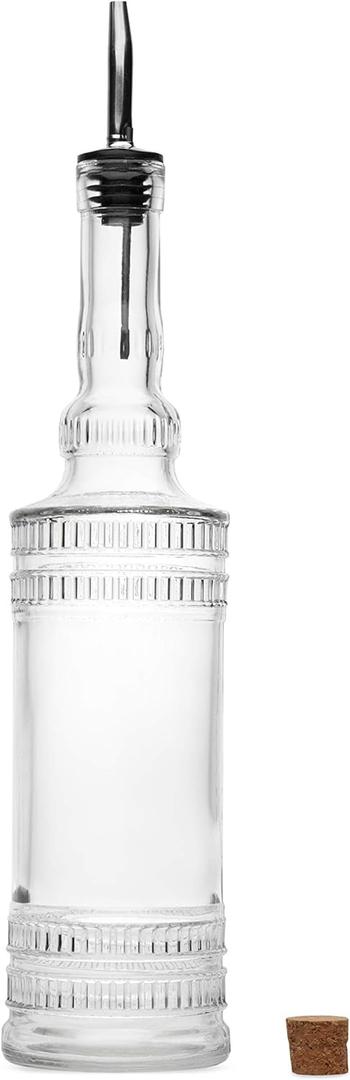 BULK PARADISE Large Clear Decorative Glass Bottle with Spout and Cork, 32oz, 1 Bottle - Design: EPLI (3in X 11.9in)