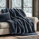 EVERGRACEHOME Luxury Soft Faux Chinchilla Fur Throw Blanket for Couch, Warm Thick Heavy Winter Throw Blanket 1220GSM for Bed, Fluffy Cozy Mink Blanket with Reversible Velvet, Stormy Blue Mink, 60"x80"