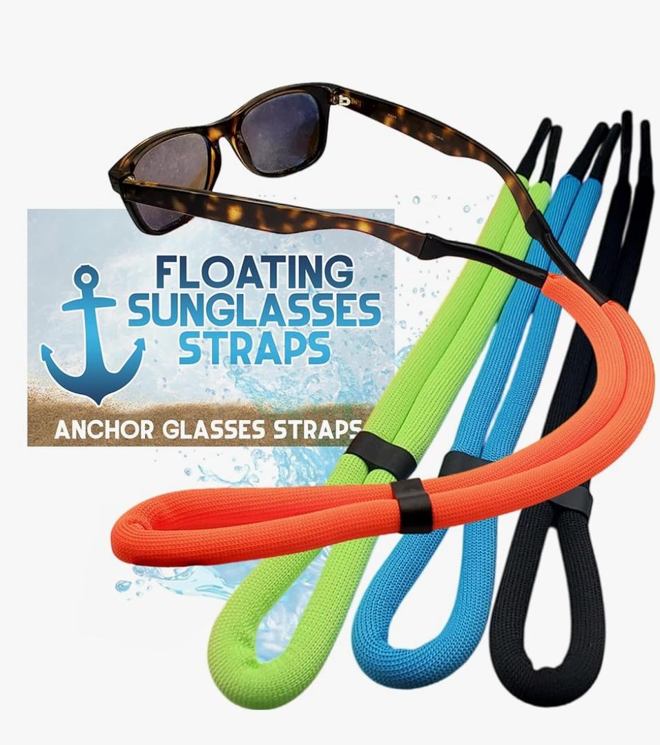 Floating Sunglasses Straps for Water – 4 Pack Buoyant Glasses Retainer for Men Women – Adjustable Floatable Eyewear Lanyard for Boating Kayaking Fishing Paddleboarding Beach Lake Pool