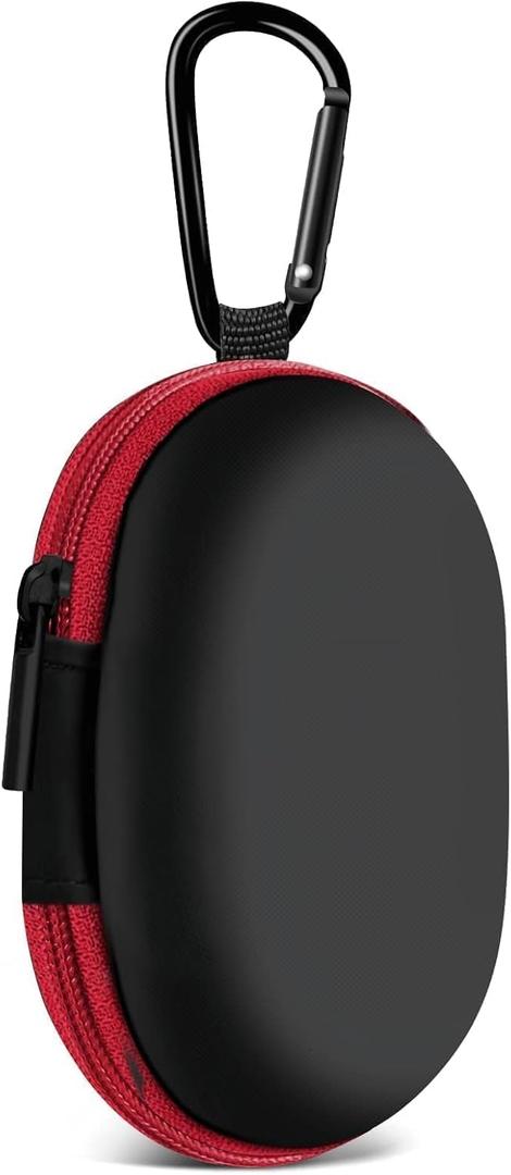 MOLOVA for Earbuds Carrying Case, Small Oval Storage Cases, Tech Pouch, Portable Storage Earbud Pouch Bag for Earbuds, in-Ear Headphones, Earphones, Headsets, Hearing Aids, USB Charging Cable, Red