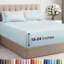 Extra Deep Pocket Queen Sheet Set - 4 Piece Breathable & Cooling Bed Sheets - Hotel Luxury Sheet Set - Soft, Wrinkle Free and Comfy - Easily Fits Extra Deep Mattresses - Deep Pocket Ice Blue Sheets