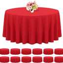 12 Pack Round Tablecloths - 120 Inch Red Polyester Table Cover, Stain & Wrinkle Resistant, Washable Fabric Table Cloth for Wedding Banquet Parties (12 Pack 120 Inch Round, Red)