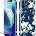 GVIEWIN for iPhone 12 Case and iPhone 12 Pro Case, Clear Flexible TPU Shockproof Cover Women Girls Flower Pattern Phone Case 6.1" 2020 (Magnolia/White)