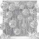 Seenelling 24 Pcs Silver Disco Party Decoration Sets 22'' 4D Disco Ball Star Balloons Shiny Metallic Tinsel Foil Fringe Curtains for Graduation Western Cowgirl Bride to Be Bachelorette Birthday