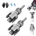 2025 New Dual-Function Pipe Thread Cutting Tool, Integrated Internal & External Pipe Threading Tool, Electric Drill Compatible PVC Pipe Threader Kit, 1/2" 、3/4" Dies, for Home Repair (1/2" + 3/4")