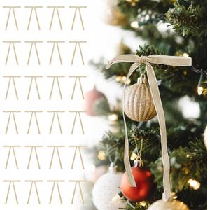 SIMISI RIBBON 24 Pcs Champagne Velvet Bows Christmas Tree Ornaments Vintage Ribbon Bow for Tree Garland Wreath Rustic Crafts Gift Indoor Outdoor Xmas Decorations