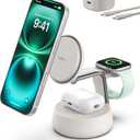 Belkin MagSafe Charger Compatible, 3-in-1 Charging Station, Qi2.2 25W w/Cooling Fan (On/Off Control) Magnetic Wireless Charger for iPhone 17, Apple Watch, AirPods, Pixel 10 (45W Adapter Included) (Sand)