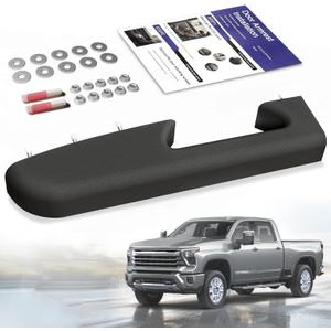 22818465 Front Left Driver Side Armrest Repair Kit with Metal Bracket, Compatible with Chevy Silverado/GMC Sierra 1500 2500HD 3500HD 2010-2014, Fit Door Panel with Handle Below Armrest, Black