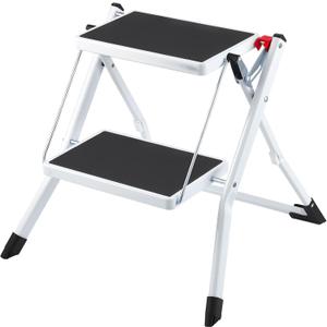 VEVOR Step Ladder 2-Step 330lbs Capacity, Ergonomic Folding Steel Step Stool with Wide Anti-Slip Pedal, Sturdy Step Stool for Adults Toddlers, Multi-Use for Household, Kitchen, Office, RVs