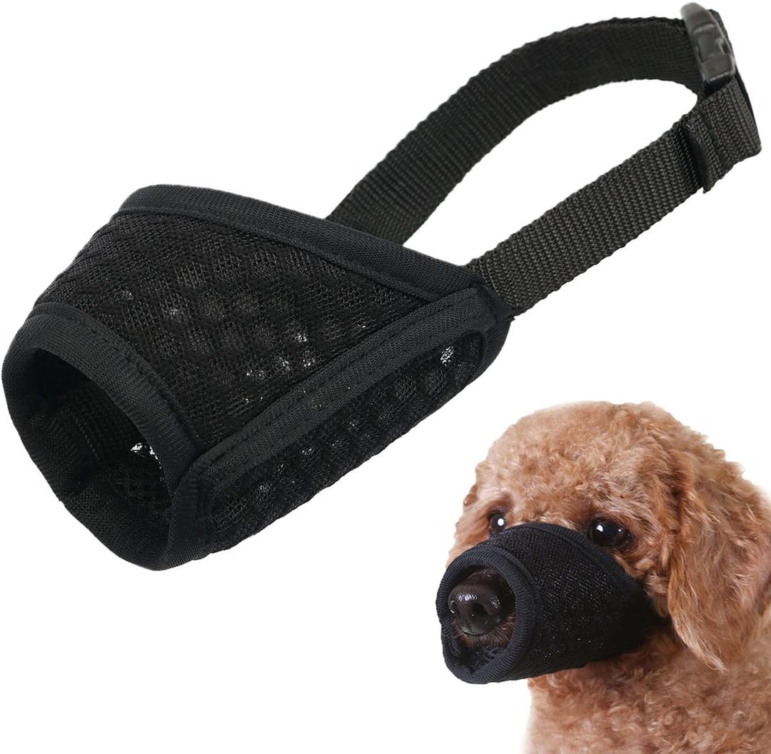 Mayerzon Dog Muzzle, Puppy Soft Mesh Muzzle for Small Medium Large Dogs Chihuahua Poodles Beagle Dachshund Corgis Labrador for Biting Chewing Grooming That Allows Panting Drinking(XS, Black) (XS-(Snout 5-6))