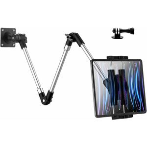 Metal Long Arm Tablet Wall Mount Holder [Aluminum Arm 37"] Adjustable Wall Tablet Stand with Foldable Arm for iPad Pro Air Mini, Galaxy Tab, Surface, Switch, Fire, iPhone, 4-12.9"