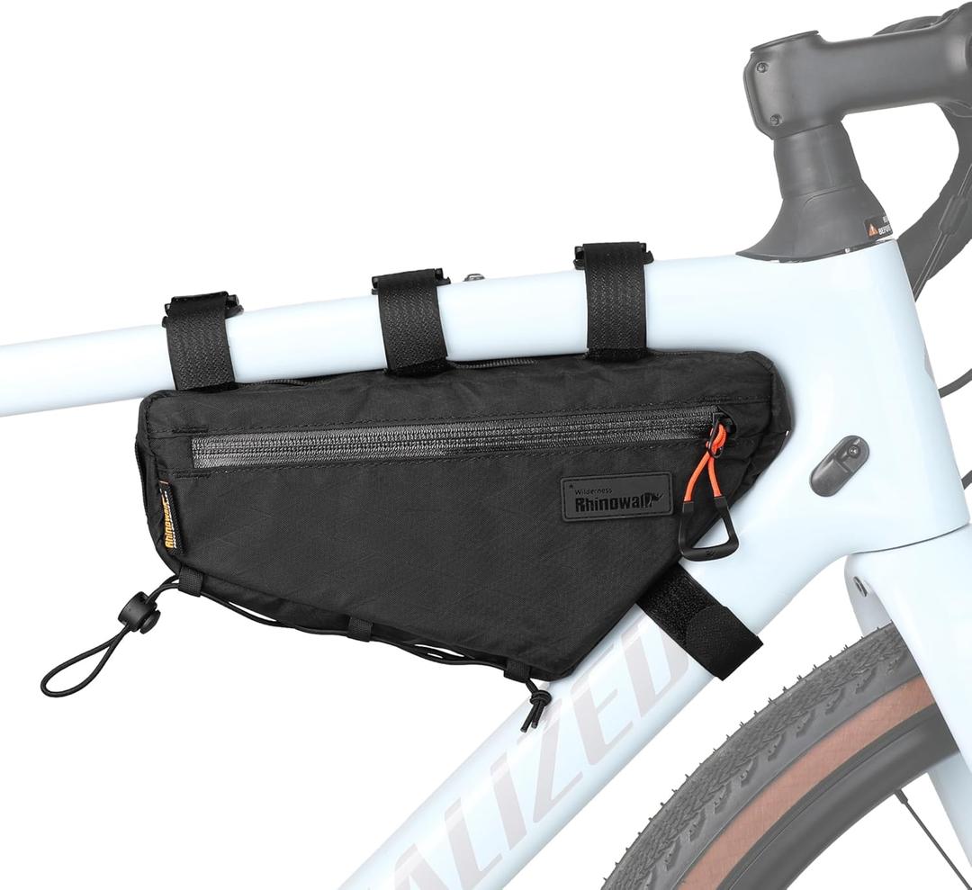 Rhinowalk Bicycle Front Frame Bag Waterproof Bicycle Bag 1.7L Cycling Accessories Nylon Pack Pouch for MTB Road Bike Cycling Commuting and Outdoor Adventures (Black)