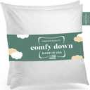 ComfyDown Set of Two 22X22 Decorative Throw Pillow Insert, Down and Feathers Fill, 100% Cotton Cover 233 Thread Count, Square Pillow Insert - Made in USA (White)