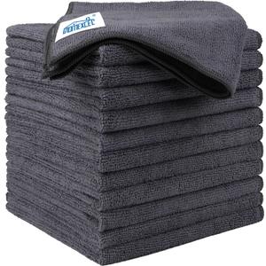 HOMEXCEL Microfiber Cleaning Cloth 12 Pack, 12.5 x 12.5 inch Microfiber Towels for Cars, Ultra Absorbent Car Washing Cloth, Lint Free Streak Free Cleaning Rags for Car, Kitchen, and Window (Grey)