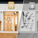 Besilord Silverware Organizer Kitchen Drawer Organizer Utensil Organizer Bamboo Silverware Holder Cutlery Organizer in Drawer Flatware Organizer Tray(5 slots, Natural