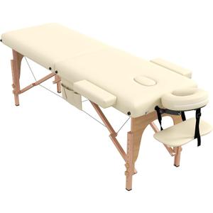 civama Massage Table Massage Bed Portable, 29 LBs Light Weight Foldable Tattoo Facial Care Spa Lash Bed Aluminum Frame with Accessories Carrying Bag, Beige