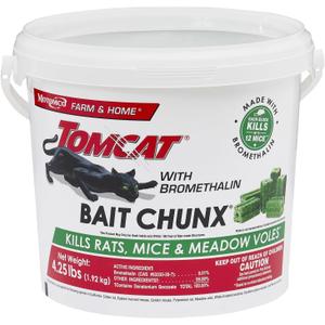 Tomcat with Bromethalin Bait Chunx Pail, Rat and Mice Control for Agricultural Use and Professional Applicators, 4.25 lbs.