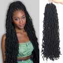 Vemet Soft Locs 30 Inch Synthetic 8 Packs Faux Locs Pre Looped Curly Wavy Crochet Hair For Black Women Hair Extensions 1B