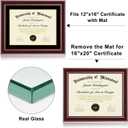 16x20 Diploma Frames 12x16 with Black Mat - Cherry Red Wood Finish | Shatter-Resistant Glass | for Wall Mounting | Gift for Graduations & Professional Certificate (1 Pack)