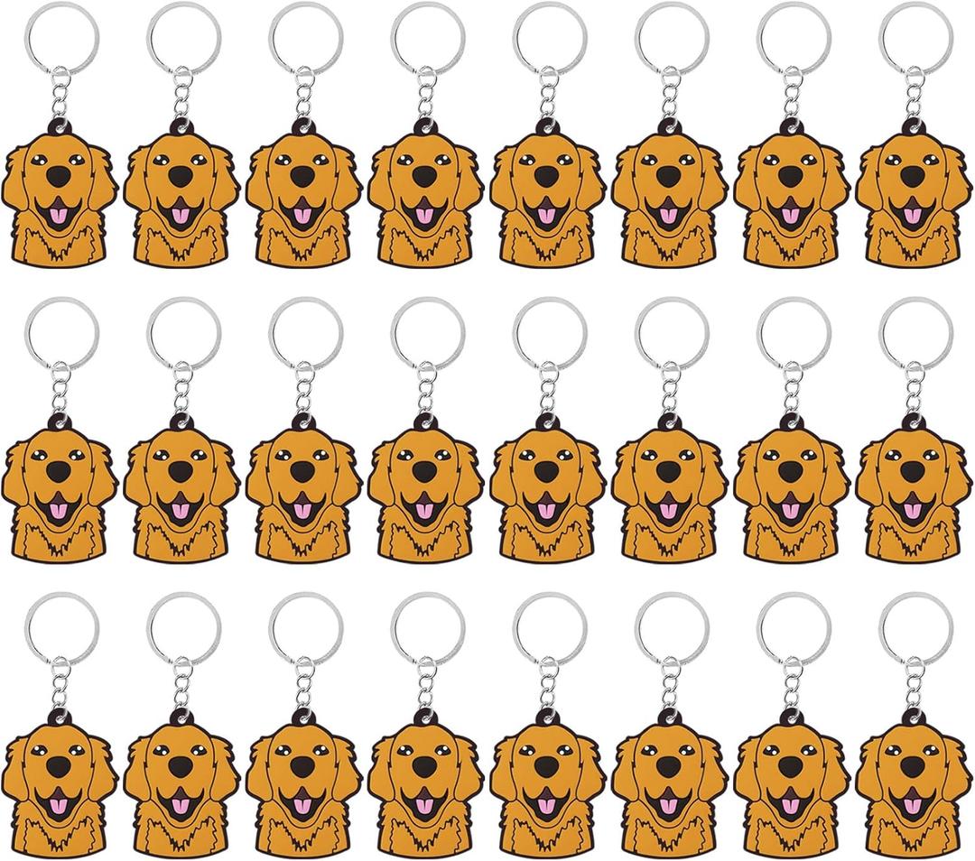 CiciBear 24 Pack Golden Retriever Keychains Party Decoration for Golden Retriever Puppy, Pet Animals,Let's Pawty, Animal Lover, Kids Birthday, Baby Shower