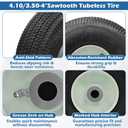 BigHead 105-3471 Front Wheel & Tire Assembly for Lawn Mowers | Compatible with Toro TimeCutter/Exmark Quest Z-Turn Riding Mower 4.10x3.50-4 Tire, 3/4" ID, 4-1/4" Hub Length with Grease Zerk (2 Pack)