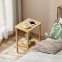 TUTOTAK End Table, Set of 2, Side Table, Nightstand, 2-Tier Storage Shelf, Sofa Table for Small Space, Living Room, Bed Room, Natural TB01BN035