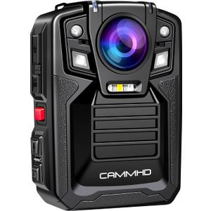 CAMMHD V8-128GB 4K Body Camera with Audio and Video Recording, 2160P Body Cam Two Battery 4400mAh Work 14H, H.265 Video Recorder, IP68 Waterproof, Night Vision Police Body Camera with Charging Dock