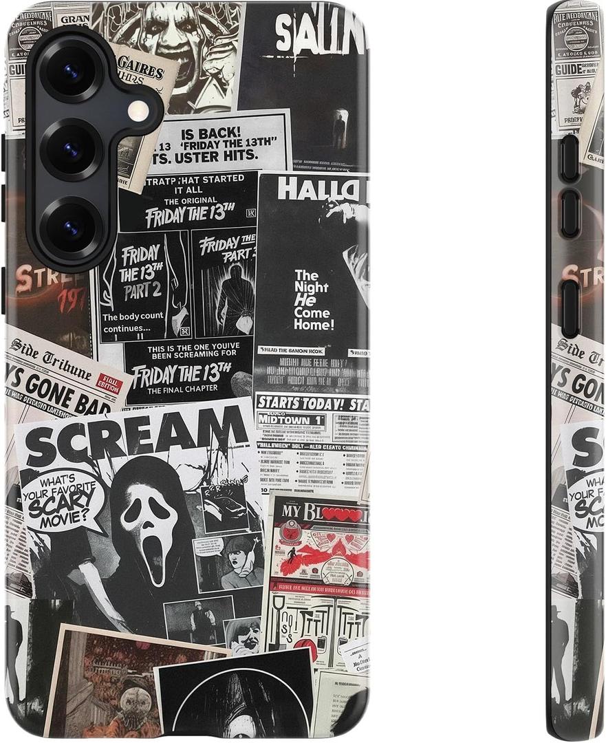 DEENAKIN for Samsung Galaxy S25 Case Cute,Aesthetic Dark Academia Halloween Scream Phone Case,Compatible with Magsafe,Trendy Cool Retro Protective Slim Silicone Phone Cover for Women Girls